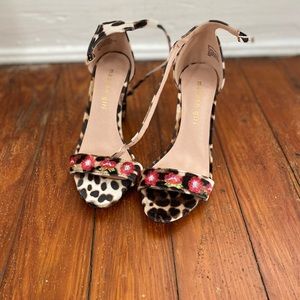 Cheetah floral embroidered sandals